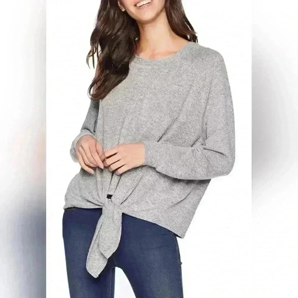 Billabong Women's Grey Pullover Sweater with Tie Knot at bottom | Medium - Picture 1 of 8